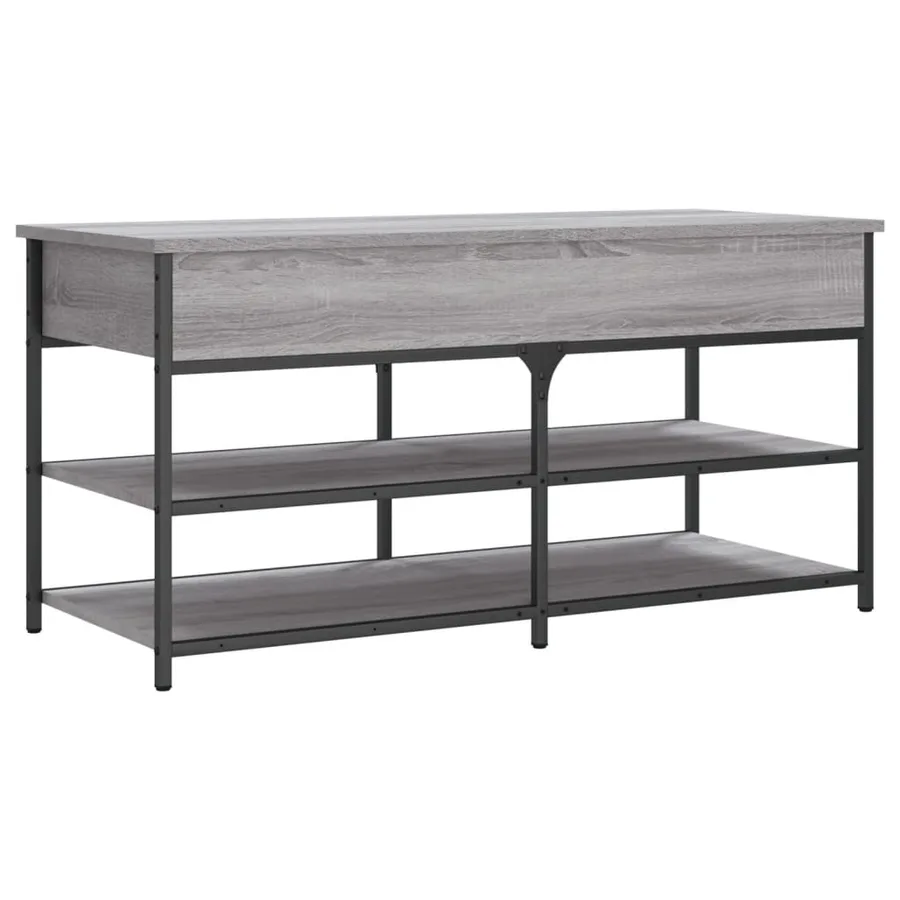 Banc à chaussures sonoma gris 100x42,5x50 cm bois d'ingénierie - 9
