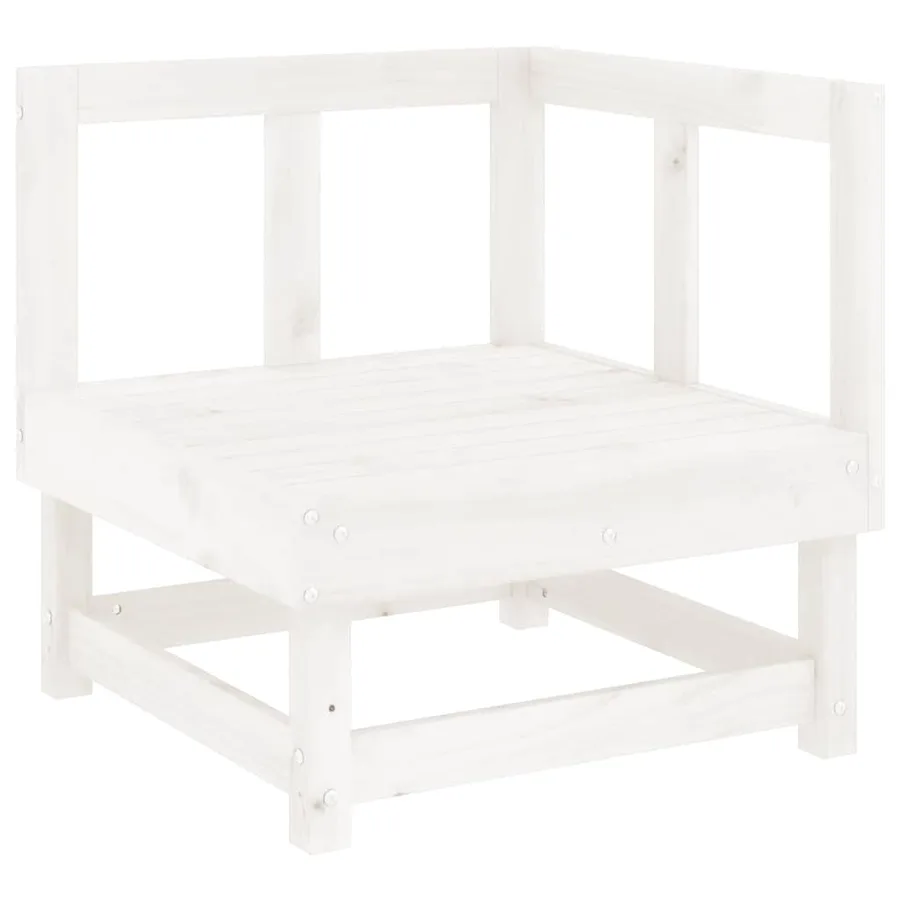 Salon de jardin 8 pcs Blanc Bois de pin massif - 3
