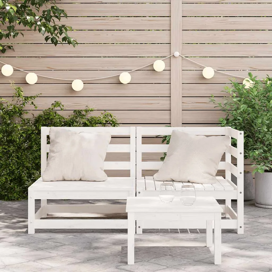 Canapé de jardin 2 places blanc bois de pin massif - 3