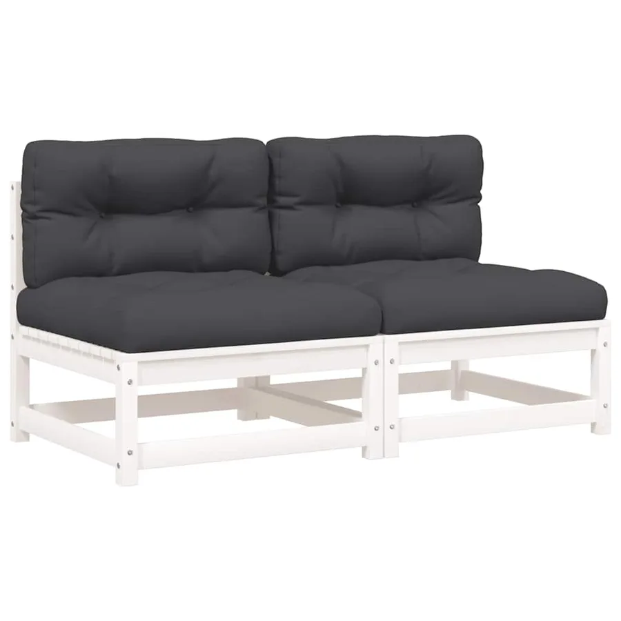 Canapés de jardin sans accoudoirs coussins 2pcs bois massif pin - 2