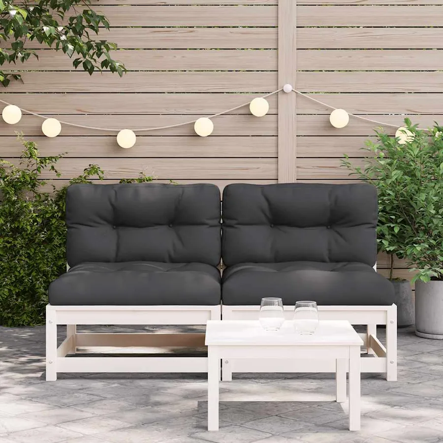 Canapés de jardin sans accoudoirs coussins 2pcs bois massif pin - 3
