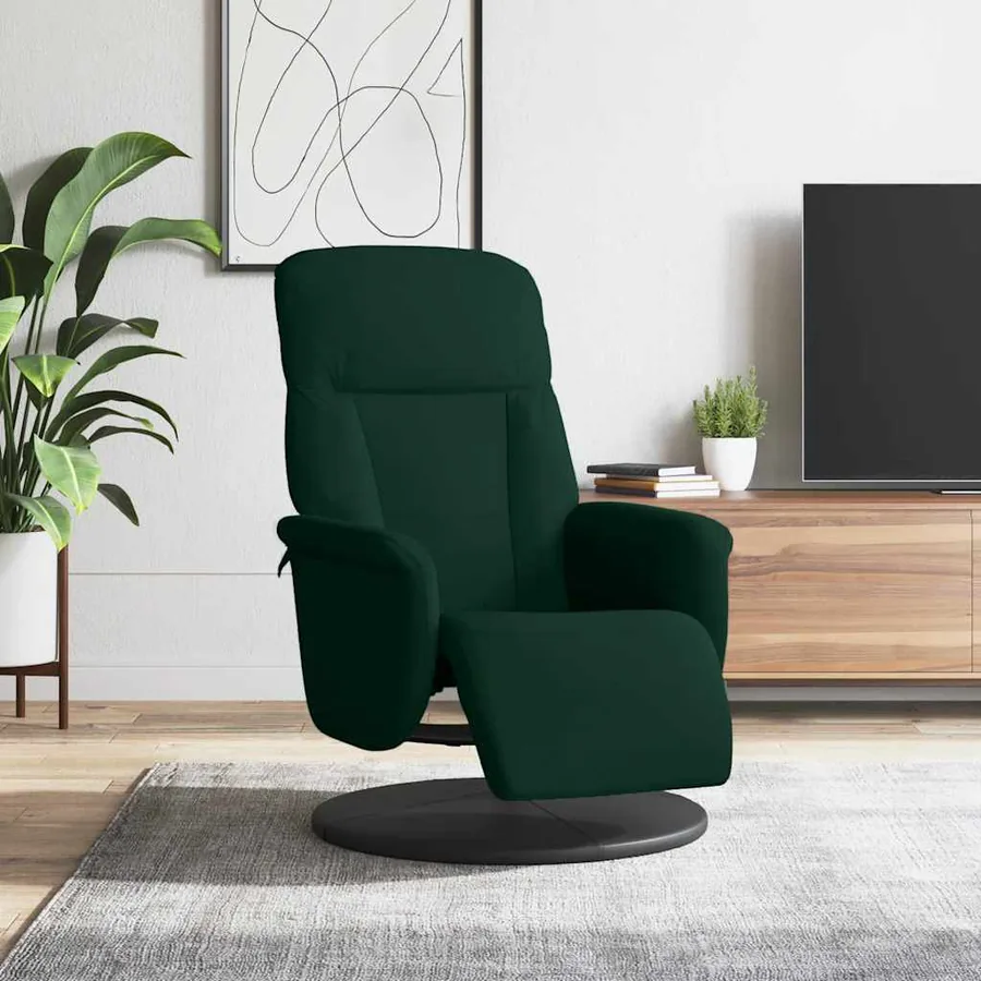 Fauteuil inclinable avec repose-pied vert foncé velours