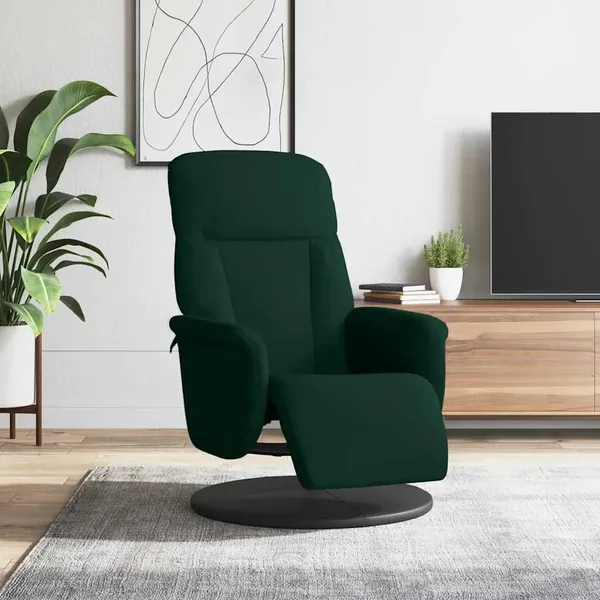 Fauteuil inclinable avec repose-pied vert foncé velours