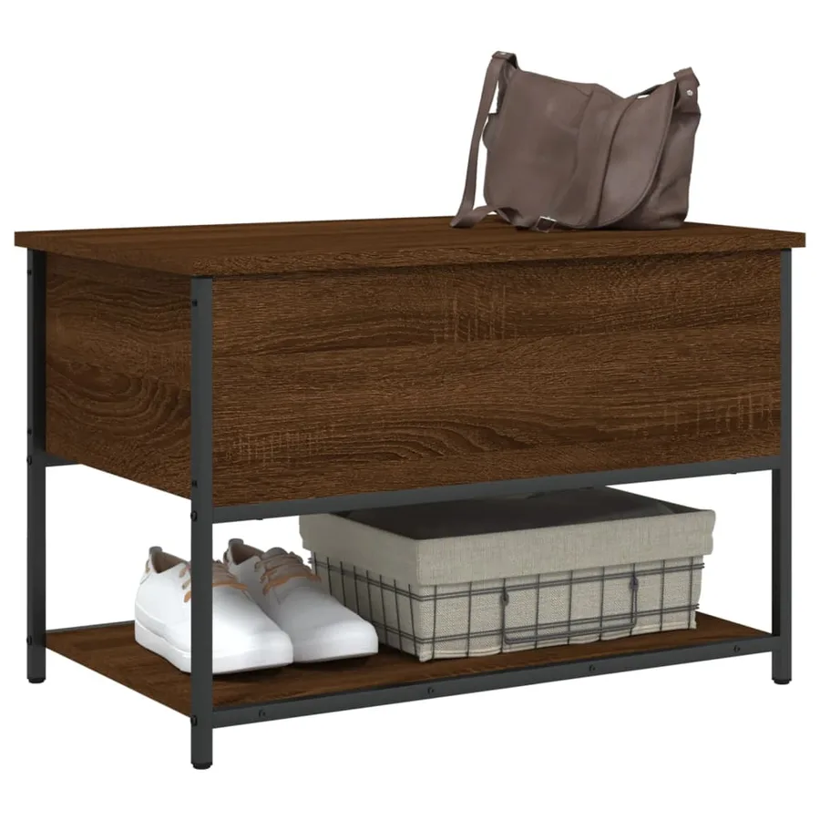 Banc de rangement chêne marron 70x42,5x47 cm bois d'ingénierie - 4