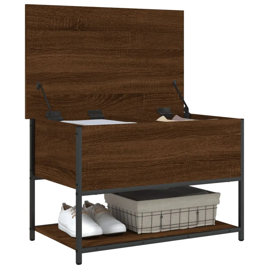 Banc de rangement chêne marron 70x42,5x47 cm bois d'ingénierie - 5