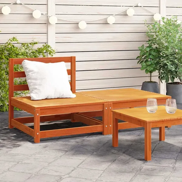 Canapé de jardin sans accoudoirs repose-pieds bois pin massif