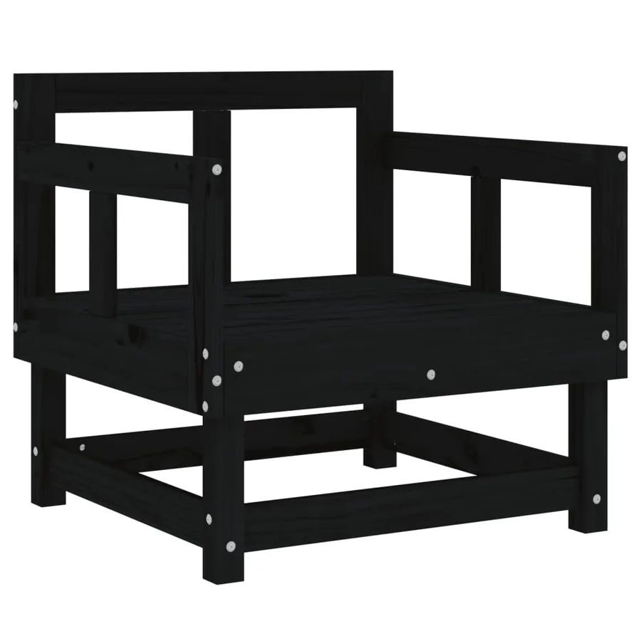 Chaises de jardin lot de 2 noir bois massif de pin - 3