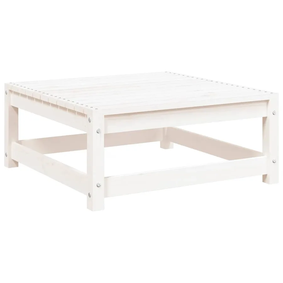 Repose-pied de jardin blanc 70x70x30 cm bois de pin massif - 2