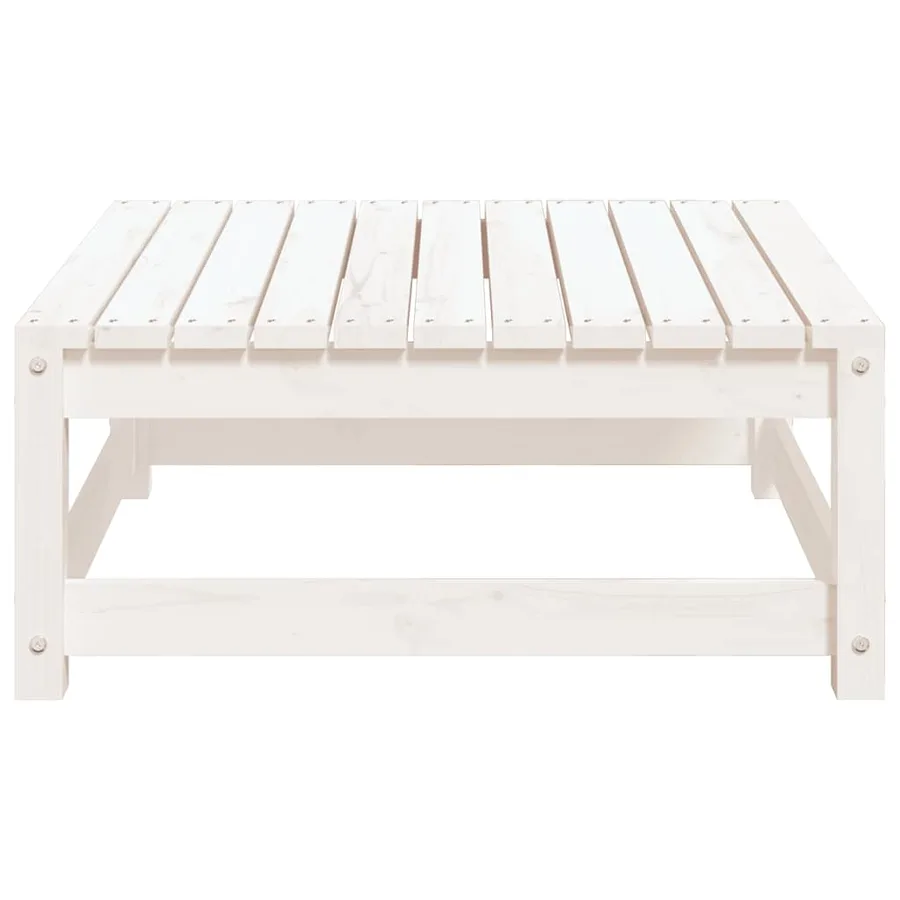 Repose-pied de jardin blanc 70x70x30 cm bois de pin massif - 5
