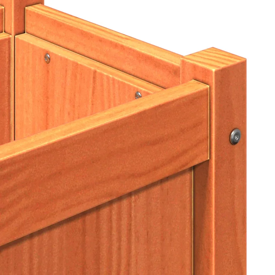 Jardinières 2 pcs avec pieds cire marron bois de pin massif - 10