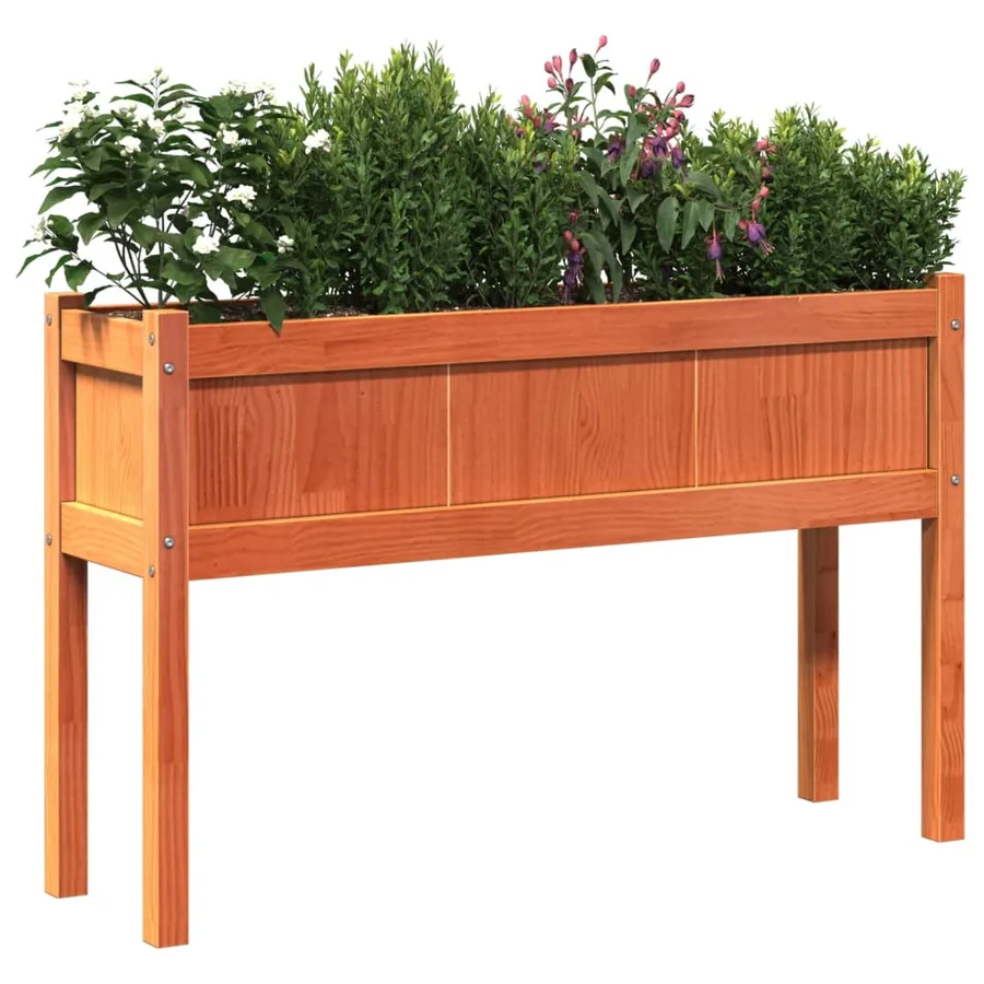 Jardinières 2 pcs avec pieds cire marron bois de pin massif - 4
