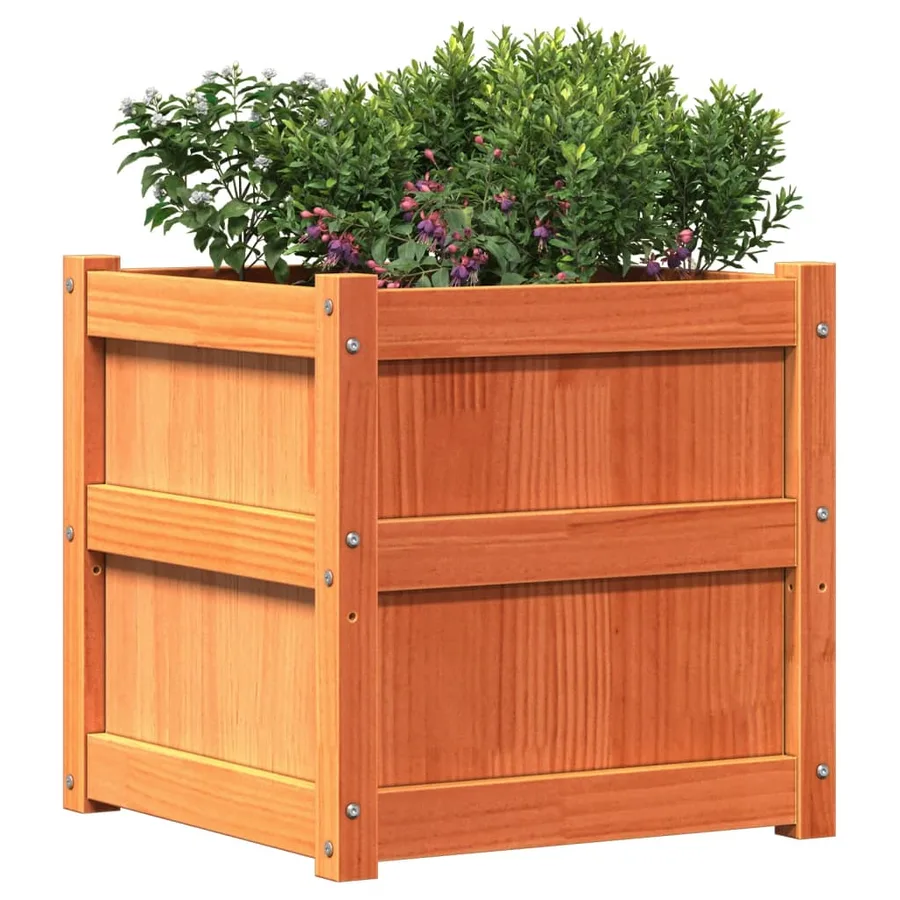 Jardinières 2 pcs cire marron bois de pin massif - 4