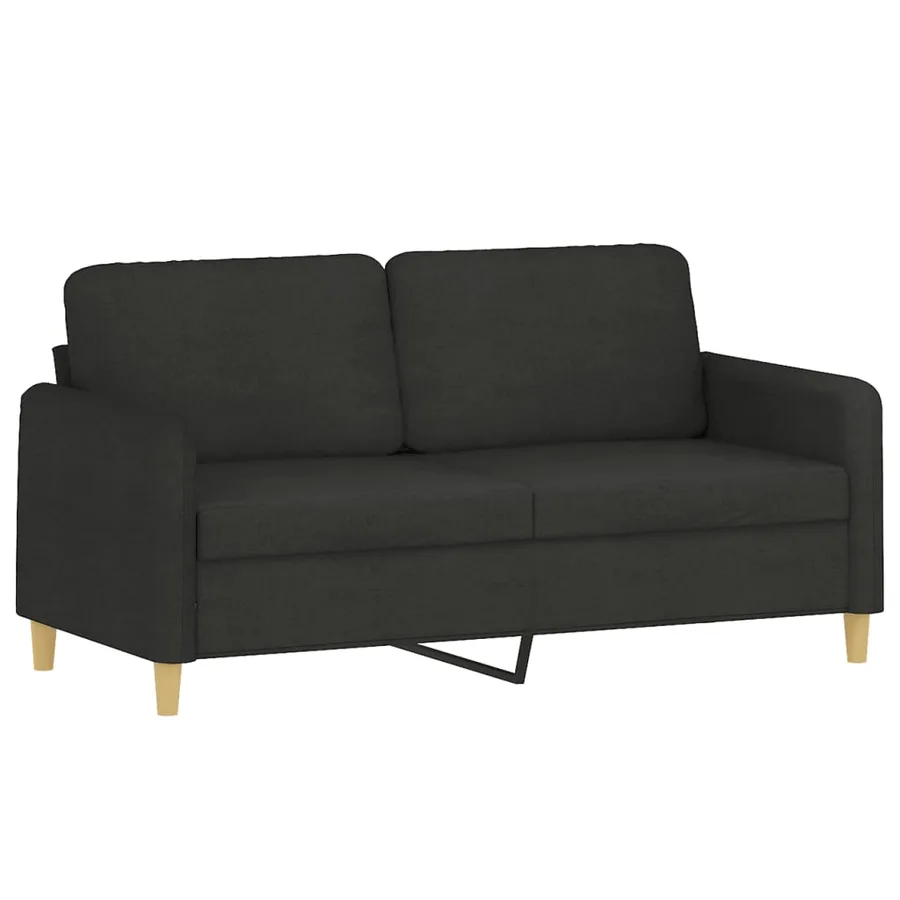 Canapé 2 places avec oreillers décoratifs noir 140 cm tissu - 4