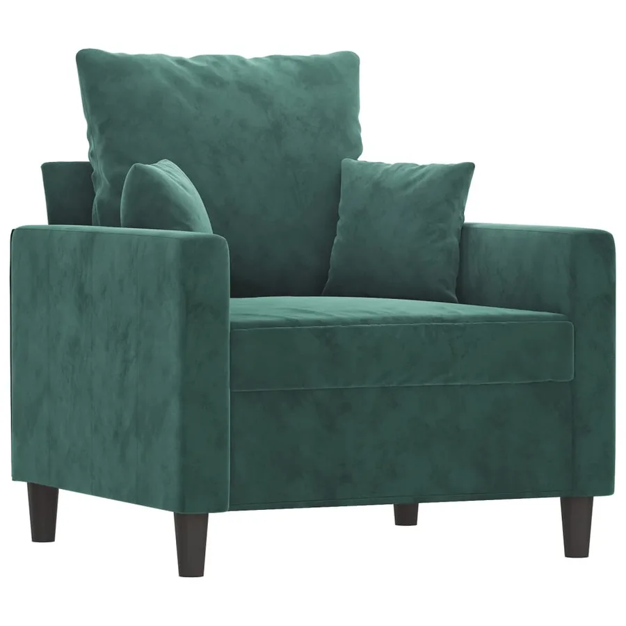 Fauteuil avec repose-pied Vert foncé 60 cm Velours - 4