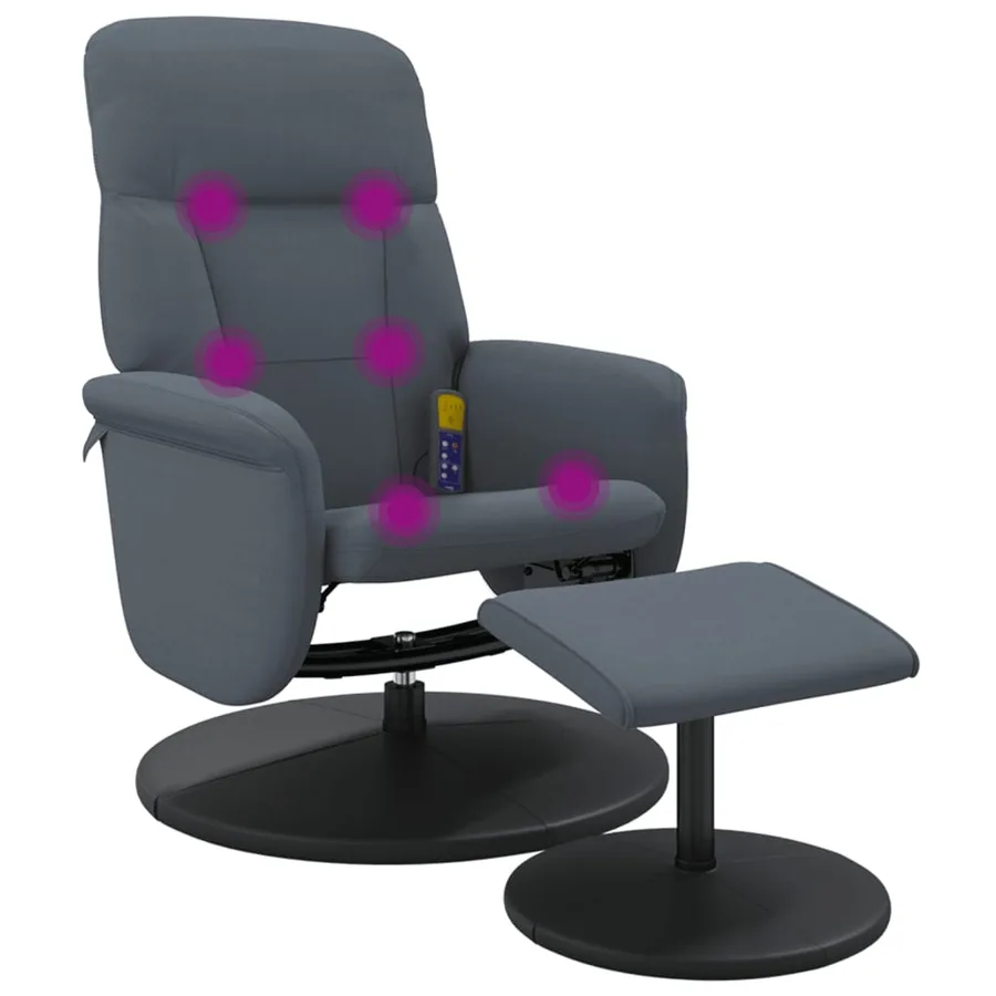 Fauteuil de massage inclinable repose-pied gris foncé velours - 2