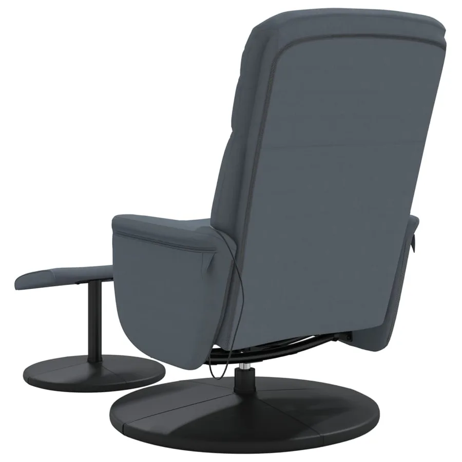 Fauteuil de massage inclinable repose-pied gris foncé velours - 6
