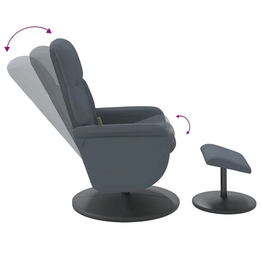 Fauteuil de massage inclinable repose-pied gris foncé velours - 7