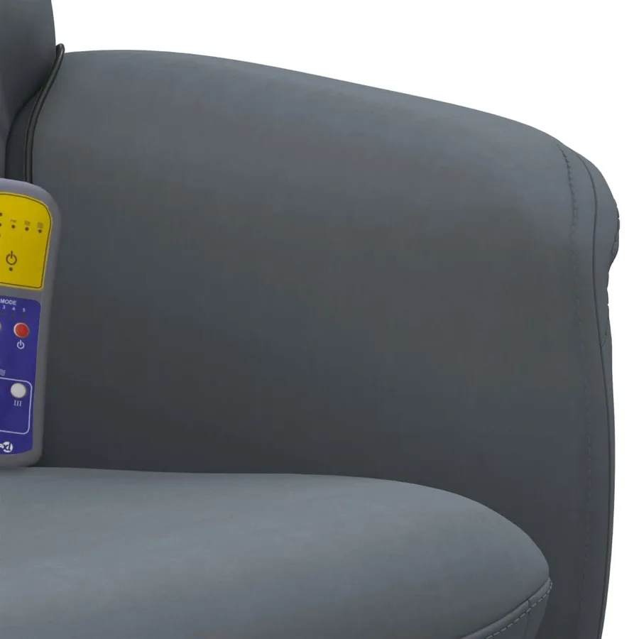Fauteuil de massage inclinable repose-pied gris foncé velours - 8