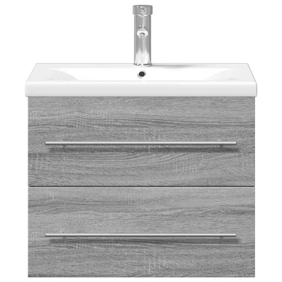 Armoire lavabo de salle de bain avec bassin intégré sonoma gris - 4