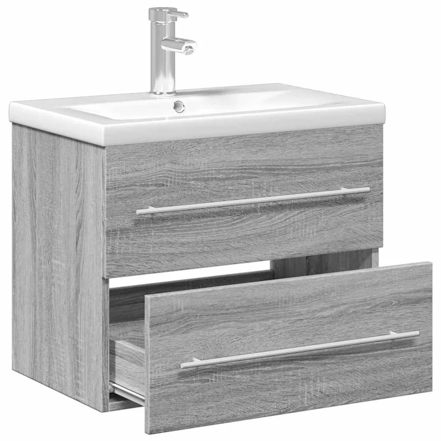Armoire lavabo de salle de bain avec bassin intégré sonoma gris - 5