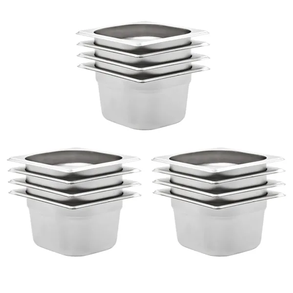 Récipients Gastronorm 12 pcs GN 1/6 100 mm Acier inoxydable