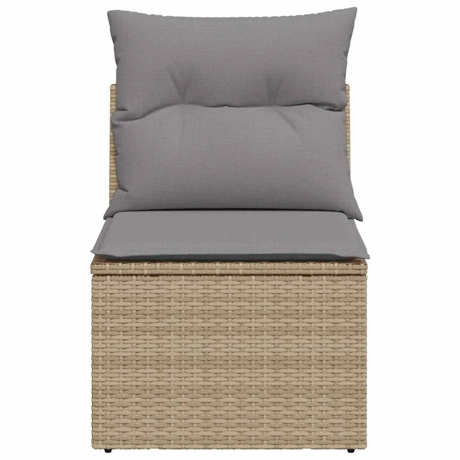 Chaise de jardin sans accoudoirs avec coussins beige poly rotin - 4
