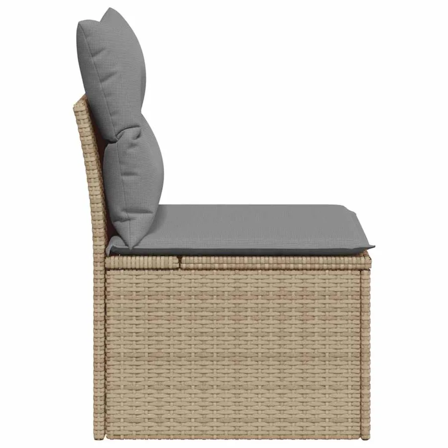 Chaise de jardin sans accoudoirs avec coussins beige poly rotin - 5