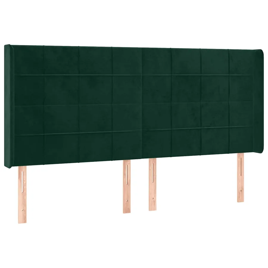 Tête de lit avec oreilles Vert foncé 163x16x118/128 cm Velours - 2