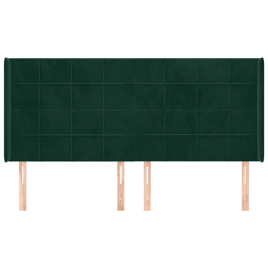 Tête de lit avec oreilles Vert foncé 163x16x118/128 cm Velours - 3