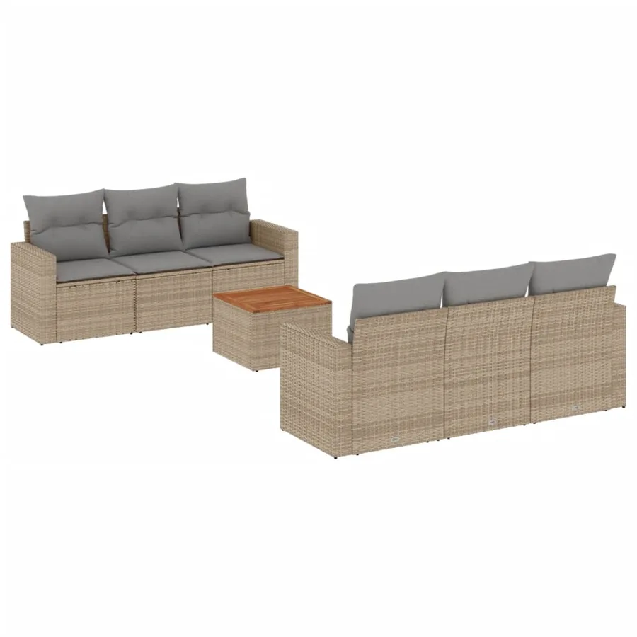 Salon de jardin avec coussins 7pcs mélange beige résine tressée - 2