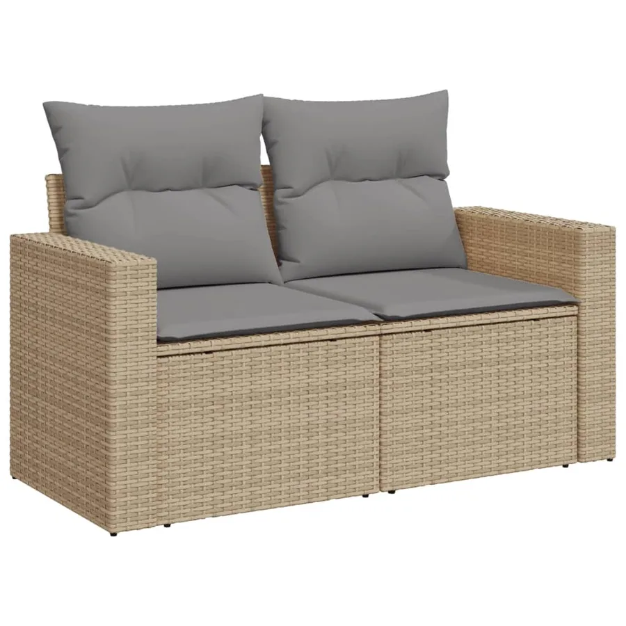 Salon de jardin avec coussins 5pcs mélange beige résine tressée - 8