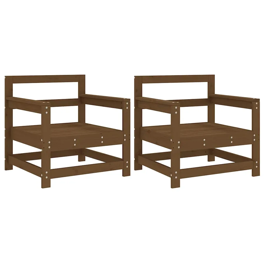 Chaises de jardin lot de 2 marron miel bois massif de pin - 2
