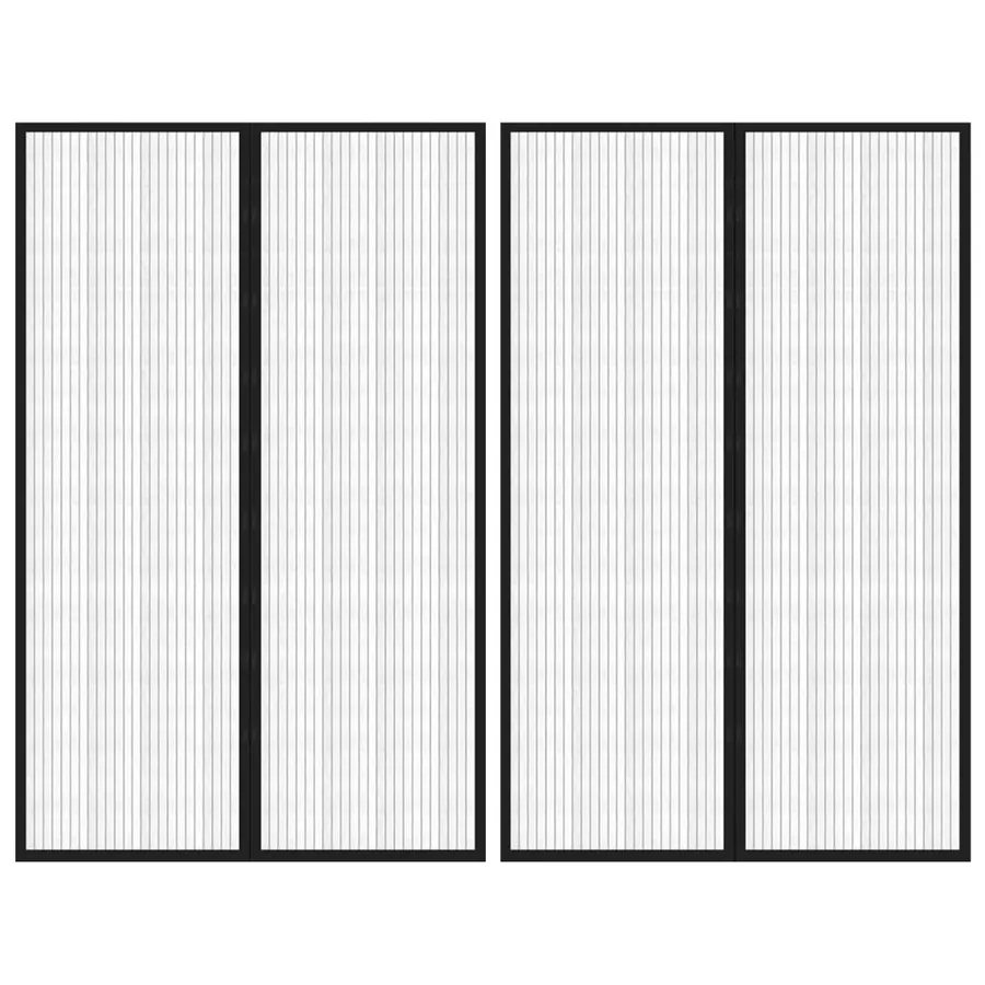 Rideaux de porte anti-insectes 2 pcs et aimants noir 220x130 cm
