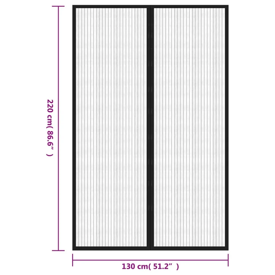 Rideaux de porte anti-insectes 2 pcs et aimants noir 220x130 cm - 8