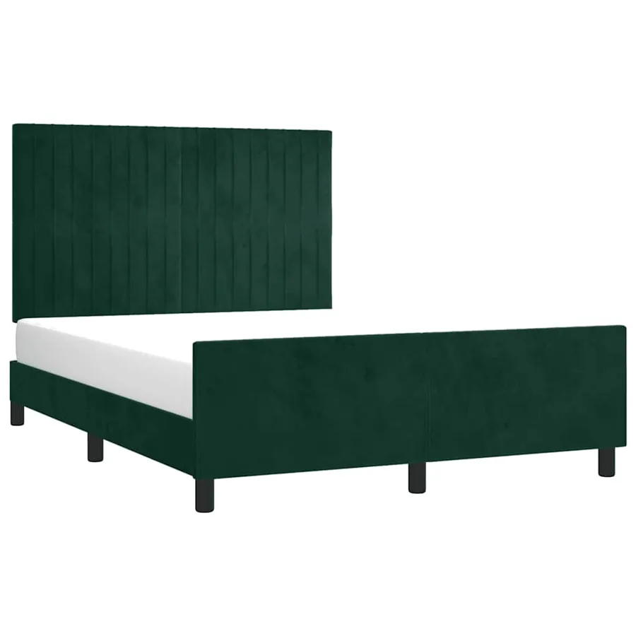 Cadre de lit sans matelas vert foncé 140x190 cm velours - 3