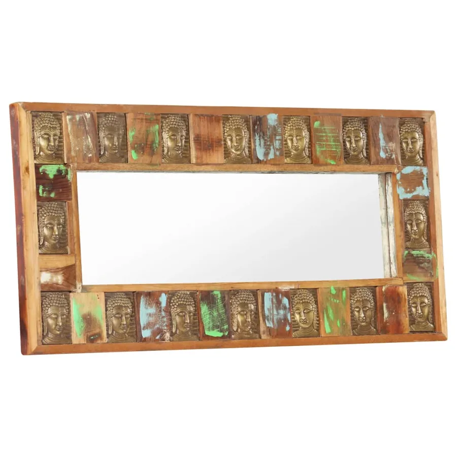 Miroir avec revêtement Bouddha 110x50 cm Bois de récupération