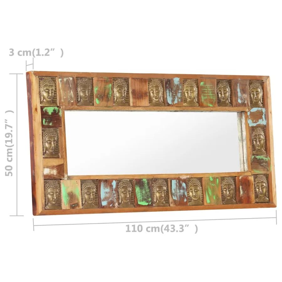 Miroir avec revêtement Bouddha 110x50 cm Bois de récupération - 5