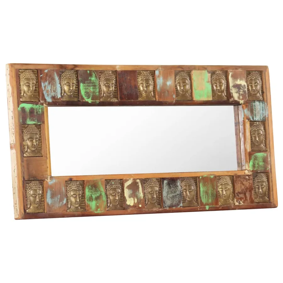 Miroir avec revêtement Bouddha 110x50 cm Bois de récupération - 6