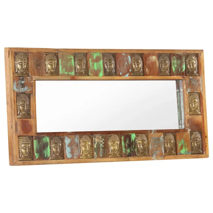 Miroir avec revêtement Bouddha 110x50 cm Bois de récupération - 8