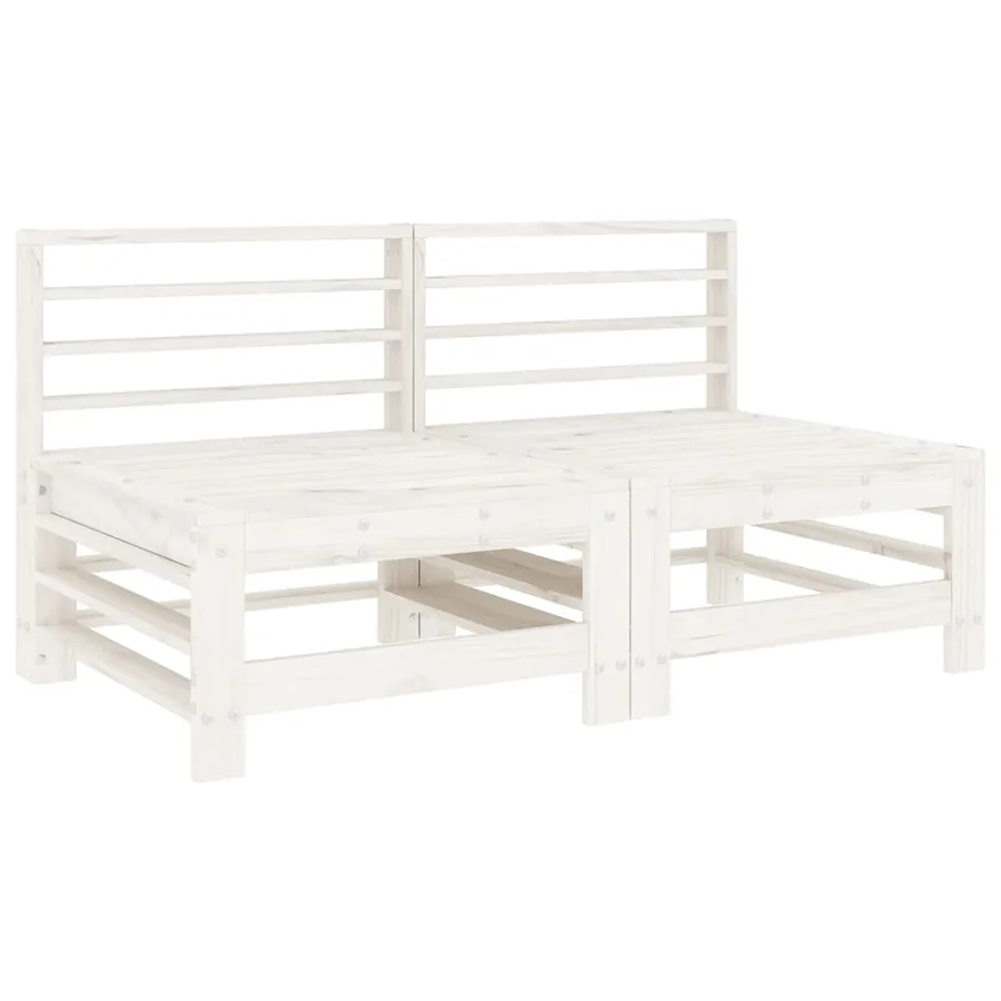 Salon de jardin 4 pcs blanc bois de pin massif - 3