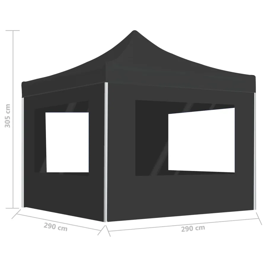 Tente de réception pliable à parois Aluminium 3 x 3m Anthracite - 9