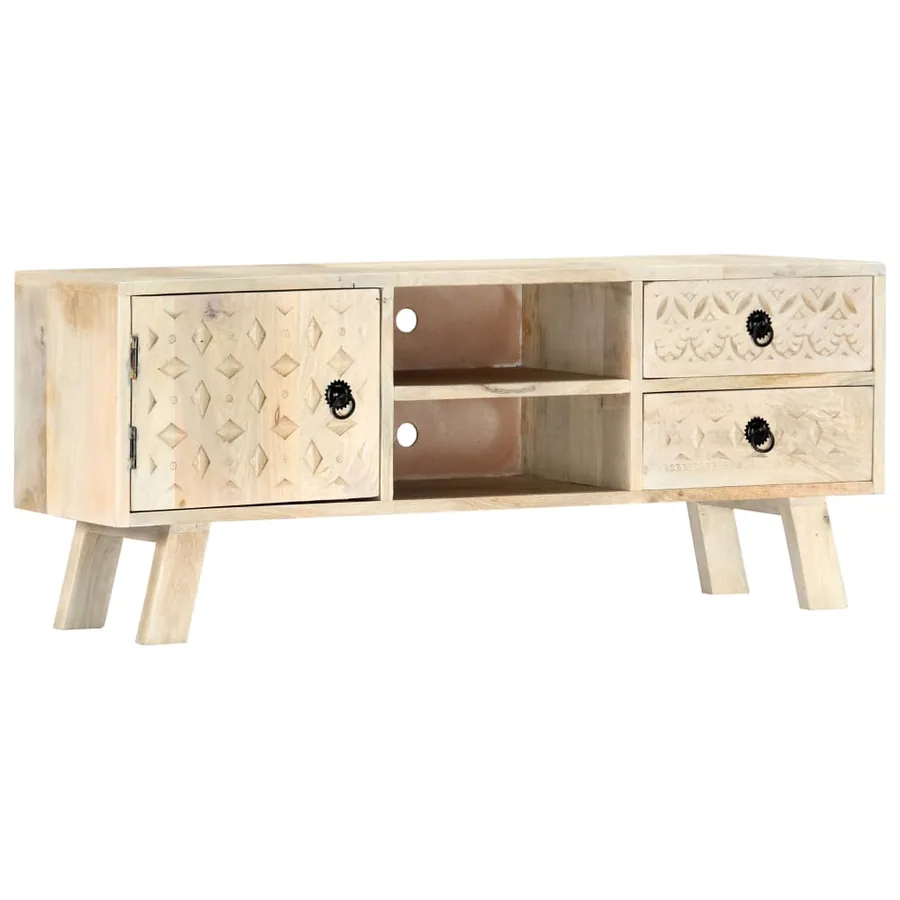 Meuble TV 110x30x44 cm Bois massif de manguier - 10