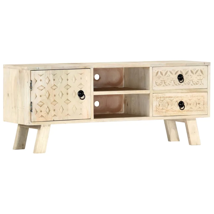 Meuble TV 110x30x44 cm Bois massif de manguier - 12