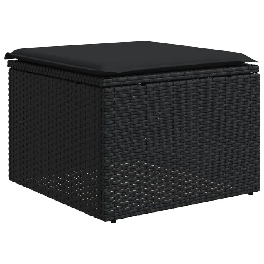 Salon de jardin 8 pcs avec coussins noir résine tressée - 5