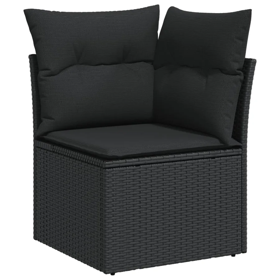 Salon de jardin 12 pcs avec coussins noir résine tressée - 5