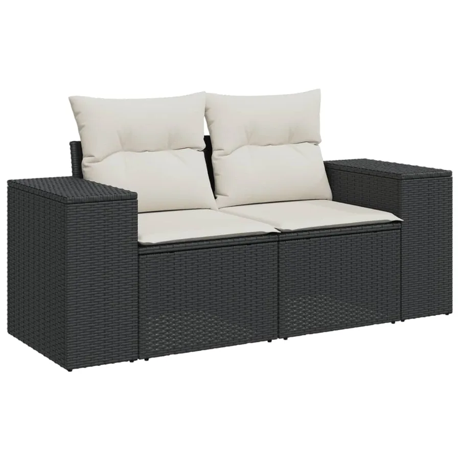 Salon de jardin 7 pcs avec coussins noir résine tressée 62 x 62 x 69 cm - 61,8 kg - 3