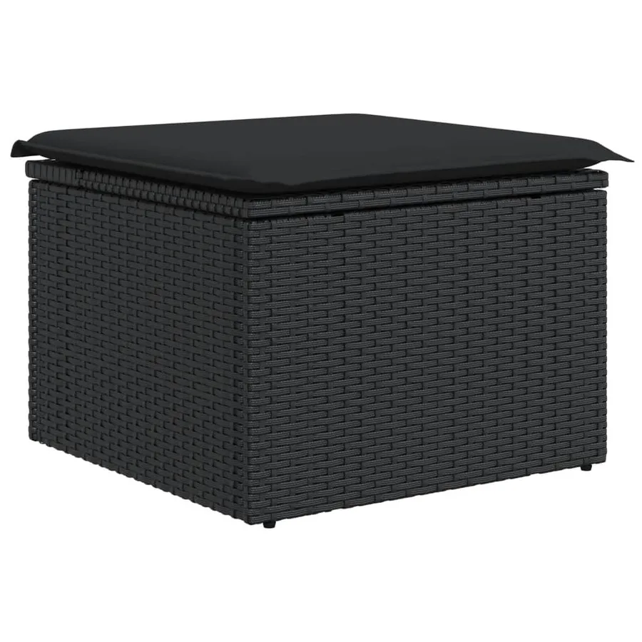 Salon de jardin 8 pcs avec coussins noir résine tressée - 11
