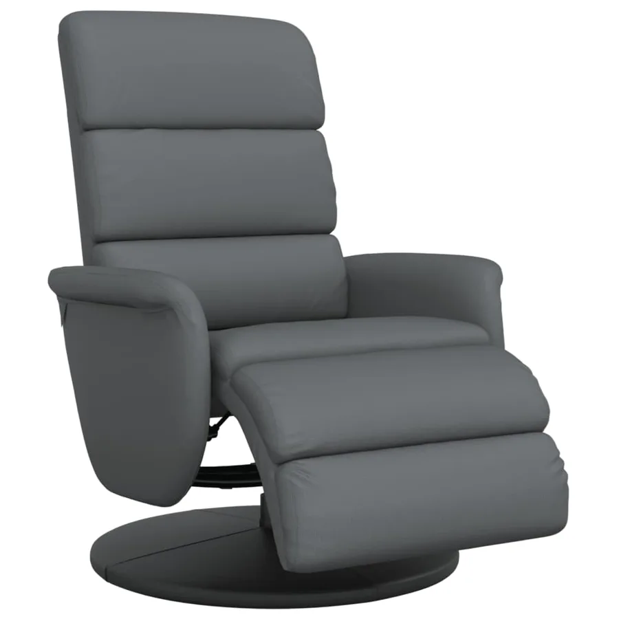 Fauteuil inclinable avec repose-pieds gris similicuir - 2