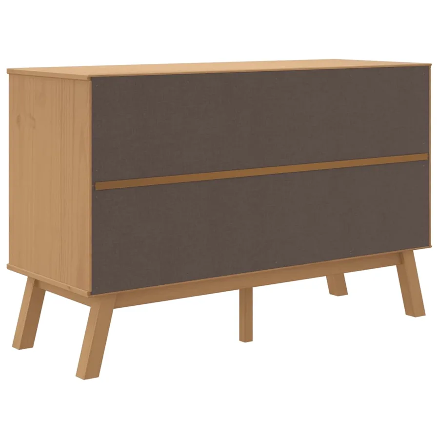 Buffet OLDEN gris et marron 114x43x73,5 cm bois massif de pin - 10