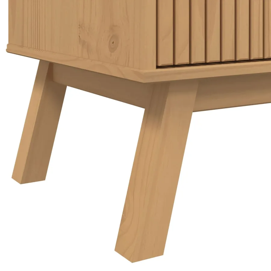 Buffet OLDEN gris et marron 114x43x73,5 cm bois massif de pin - 12